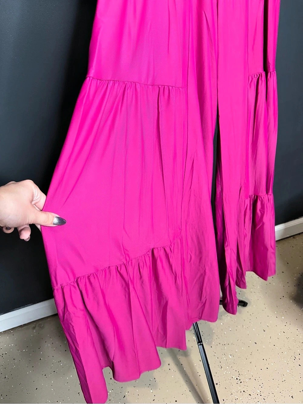 Wisteria Lane Hot Pink Tiered Stretch Palazzo Pants - Picture 2 of 5